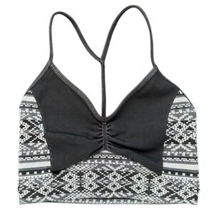 FP Movement Tighten Up Fair Isle Sports Bra XS/S Black NWT Balletcore Skicore